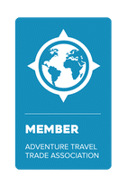 The badge for the member in adventure travel trade association