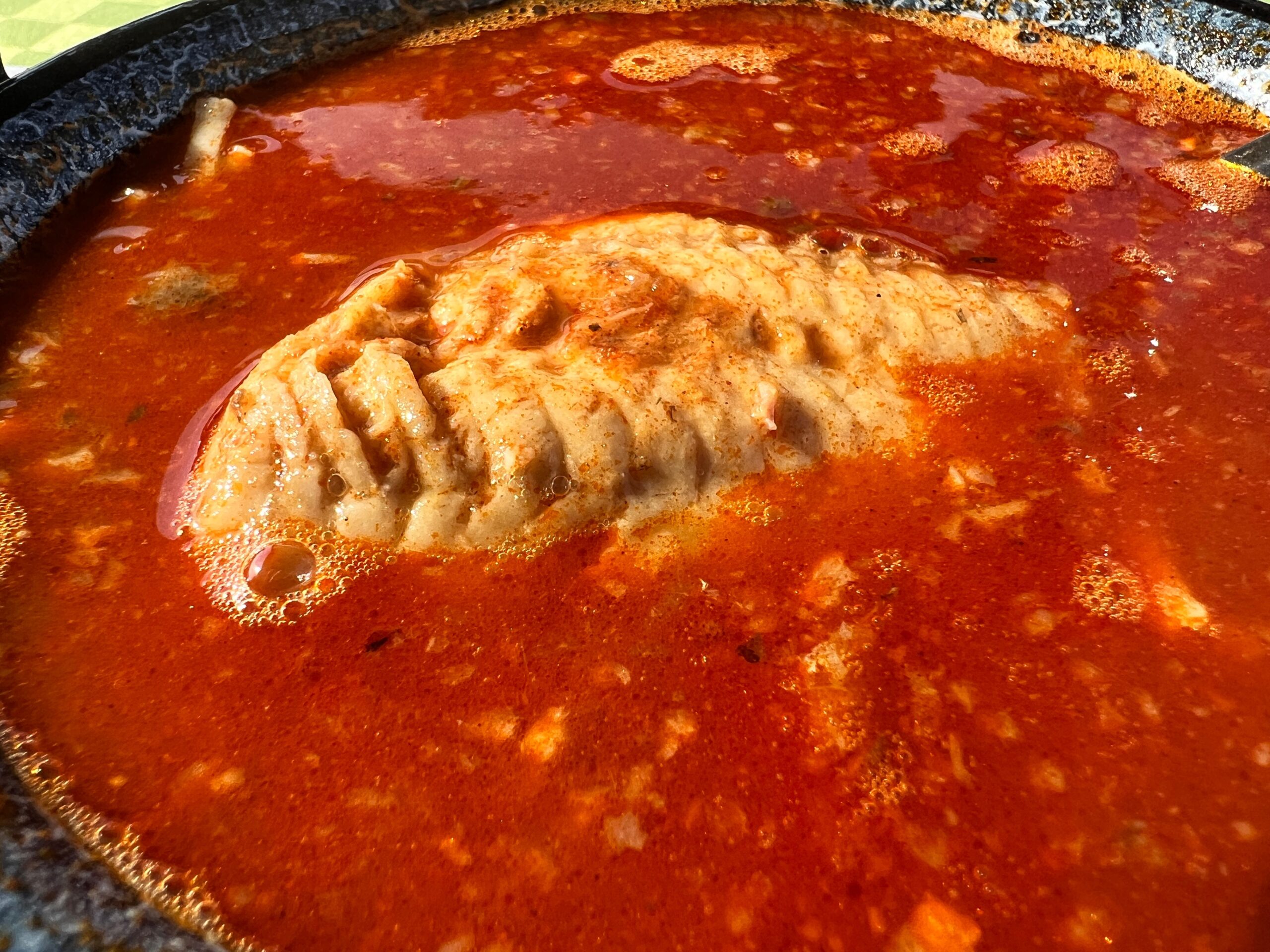 Fish broth soup with a tomato and paprika in Kolosca, Hungary