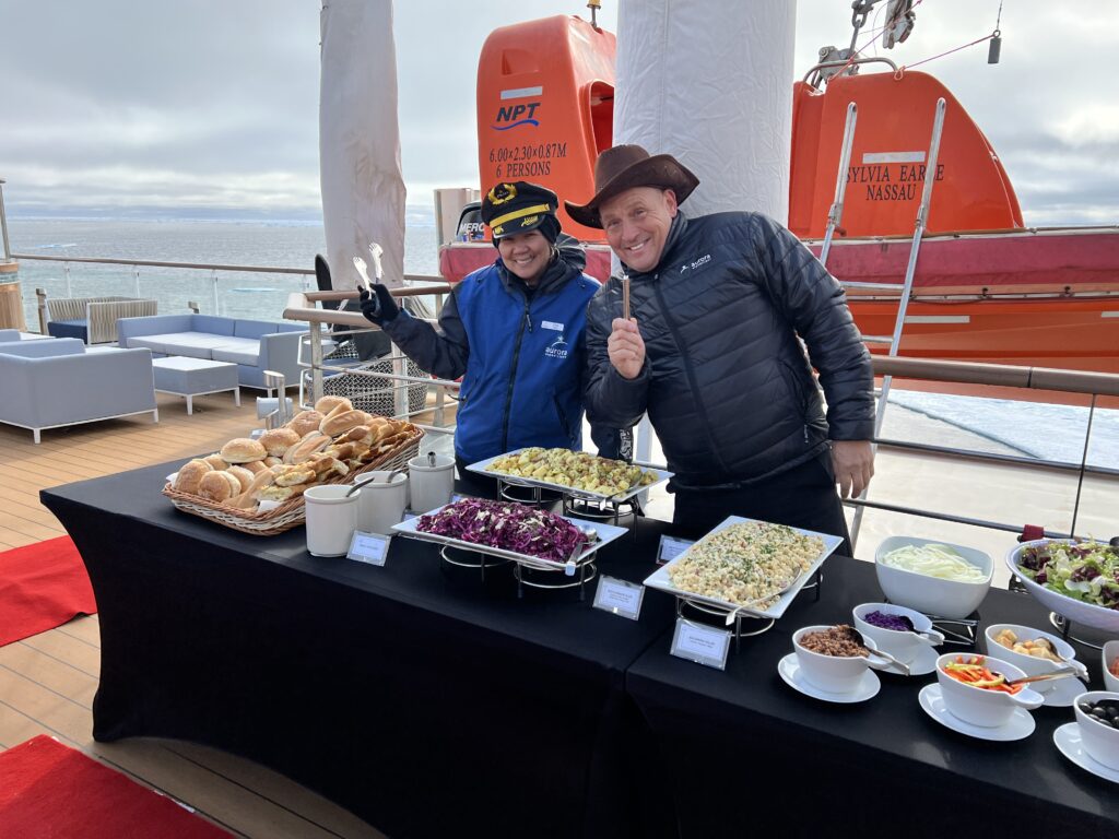 Aurora Expeditions Fun deck dinner & cuisine - photo by Golding Travel
