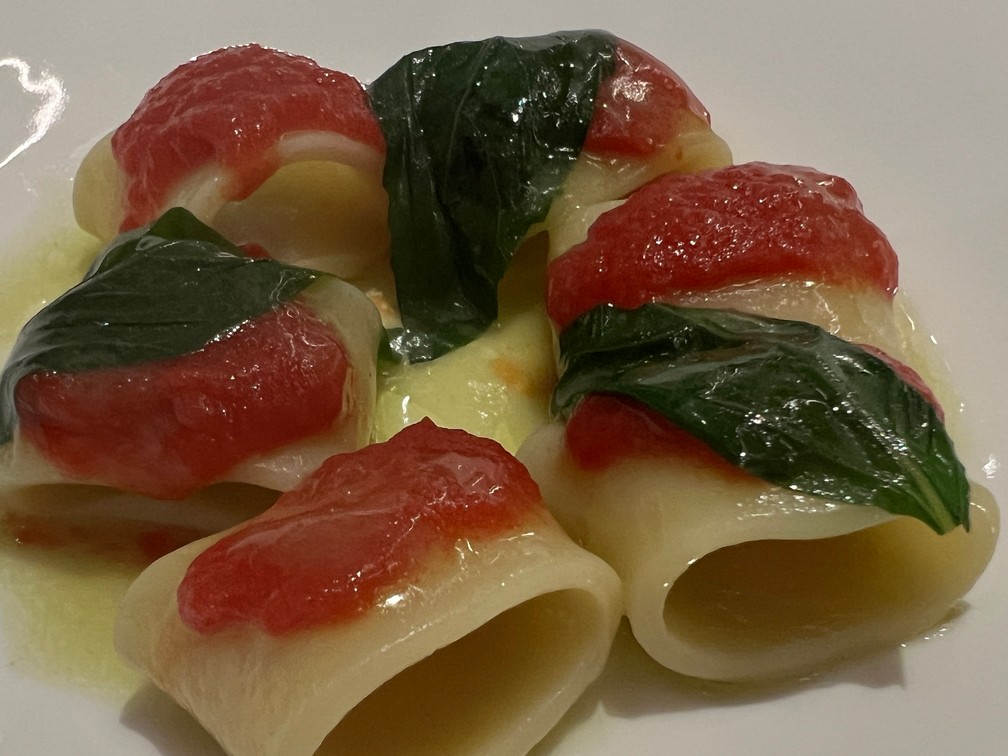Explora Journeys' Anthology's Pasta and Tomato a la Hilde with an infusion of fig leaves - Photo by Goldring Travel 