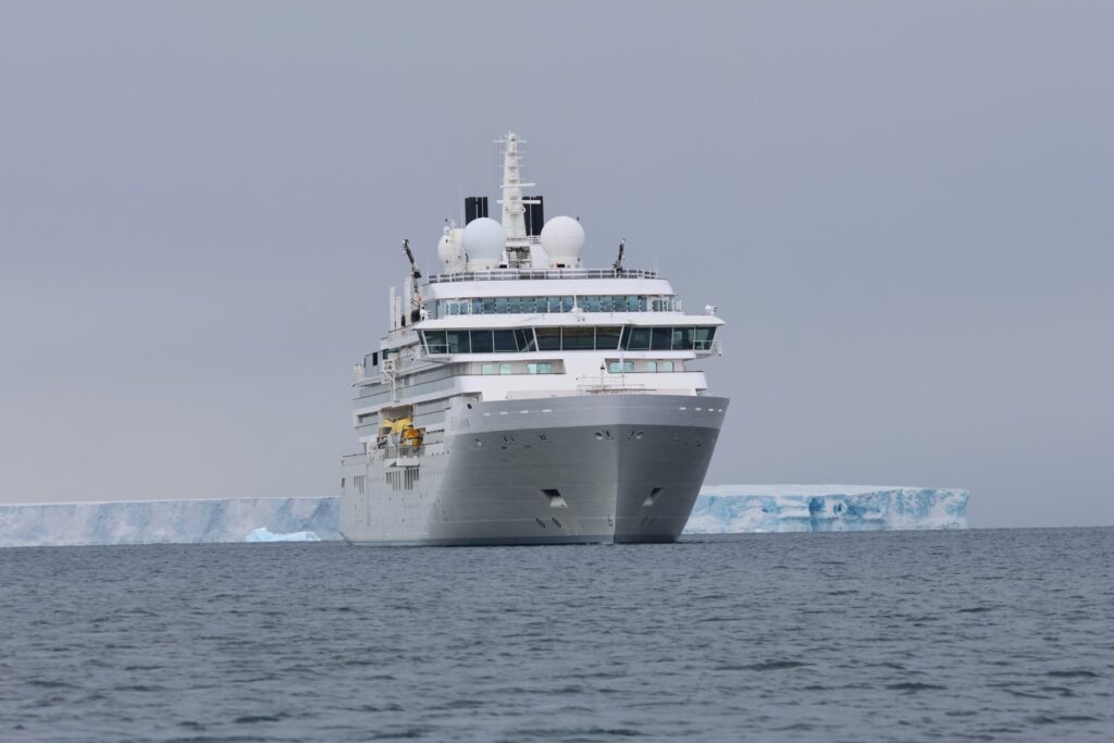 Silver Endeavour and tabular iceberg