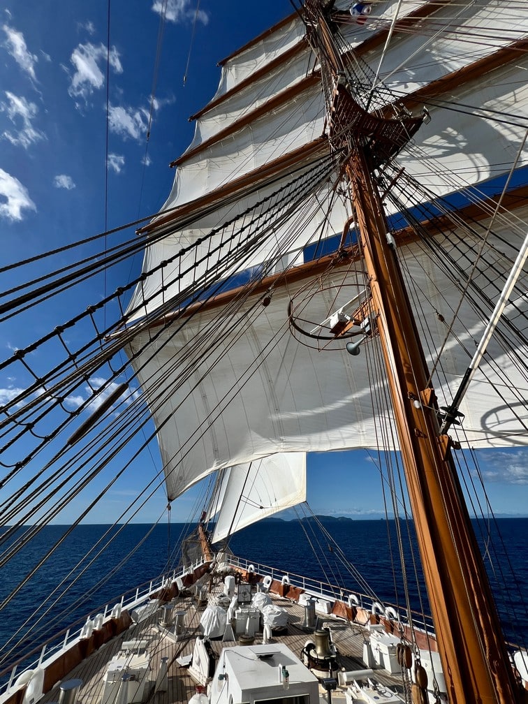 Sea Cloud Spirit's View Over the Bow: WOW!