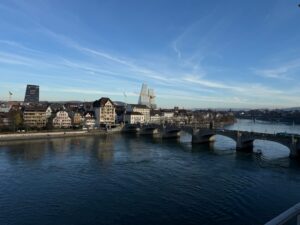 View of Basel, Switzerland from my Grand Hotel Trois Rois Queen River Room Room.