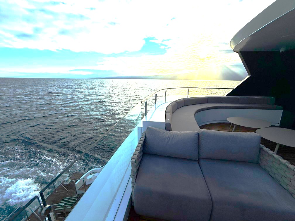 MY Hermes has wonderful seating areas overlooking the stern on Decks 1 (under cover and where you disembark for excursions) and on Deck 2 (for some sun and breezes)