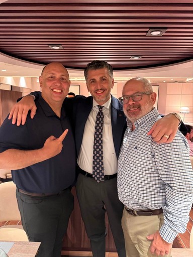 Eric Goldring with Explora Journeys COO Achille Staiano and Affluent Traveler Collection's Wayne Spector